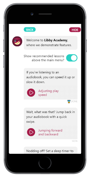 Image of mobile phone with libby app
